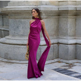 Getadme Sexy Satin Ribbon Party Dress Women Elegant Halter Backless Off Shoulder Sleeveless Female Dresses 2025 Summer Solid Robe Gown