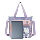 GETADME Tote Bag, Student Carrying Book Bag, Female Large Capacity Junior High School Student Tutoring Bag, Crossbody Backpack