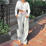 GETADME Harajuku Chic Patchwork High Waist Drawstring Sweatpants Women Autumn&Winter Casual Pockets Workout Long Casual Pencil Trousers