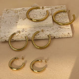 GETADME 30/40/50mm Classic Stainless Steel Ear Buckle Big Earrings for Women Trendy Gold Color Large Hoop Earring Jewelry Accessories