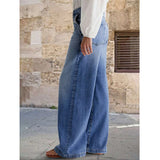 GETADME Fashion Casual Washed Wide Leg Jeans for Woman Y2k Clothes Stretchy Comfort Vintage Denim Trousers Fashion Casual