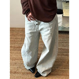 GETADME Women's Blue Baggy Y2k Boyfriend Jeans Vintage Grunge Emo Wide Jean Pants Harajuku Oversize Denim Trousers Alternative Clothes