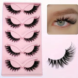GETADME 5 Pairs Cat Eye False Eyelashes - Hypoallergenic, Natural Long Manga Lashes With Winged Ends For Extended Eye Look