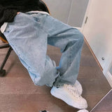 GETADME Prints Jeans Men 2026 New Streetwear Baggy Wide Leg Jeans Korean Fashion Drapes Straight Casual Loose Denim Cargo Pants