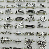 Getadme-30pcs/Lot Factory Wholesale Alloy Finger Rings For Women HOT New Big Flower Cutout Skull Spider Animal Leaf Love Snake Jewelry