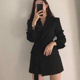 Getadme-Women Long Outwear Jacket Sashes Fall OL Korean New Fashion Solid Blazers British Style Elegant Blazer Coat women clothing