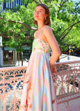 GETADME Women's Beach Style Graffiti Printed Long Dress Leisure Spaghetti Straps Long Dress 2025 Summer Female Floral Print Long Dress