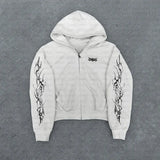 GETADME 2025 new European and American retro punk complex design printed zipper cardigan hoodie trousers sweatpants suit street wear