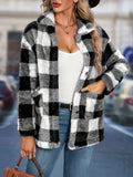 GETADME Cross border European and American autumn/winter square plaid lapel women's coat