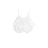 GETADME Lightweight Chiffon Spaghetti Strap Crop Top Women's Summer Ruffled Flowy Short Cami Casual Daily Party Tanks Sleeveless Blouse