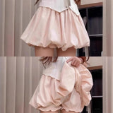 GETADME Pink Ice Silk Flower Bud Shorts Women's Summer 2025 New High Waist Anti-Light Casual Loose A- Line Korean Style Shorts