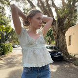 GETADME Xingqing Ruffle Top Buttons y2k Kawaii Women Crop Tops Cute E-girl Short Sleeve Tshirt Sweet Fairy Core Clothes Summer 2025 Vest