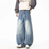 GETADME Men's Loose Casual Jeans Street Style Distressed Washed Straight Leg Pants Retro Vintage Luxury Jean Men Wide Jeans Four Seasons