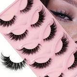 GETADME 5 Pairs False Eyelashes - Natural Long, Cat Eye Style, Winged Tips, Manga Lashes for Eye Elongation,