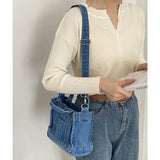 Vintage Denim Large Capacity Women's Shoulder Bag Fashion Solid Color Ladies Messenger Bags Simple Square Female Tote Handbag