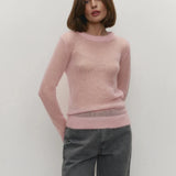 GETADME Talenza Round Neck Knit Pullover Women Summer Casual Solid Long Sleeve Shirt Top 2025 Loose High Street Office Lady Sweater Top