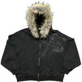 GETADME Autumn/Winter Y2k Women Aesthetic Harajuku Faux Fur Collar Hoodies Clothes Graphic Hip Hop Punk Gothic Zip Up Hoodies 2026 new