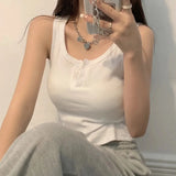 GETADME Tank Top for Women Ribbed Button Down Sleeveless Blouse Solid Color Casual Women's Teens Trendy Basic Summer Dresses