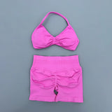 GETADME 2 Piece Sports Gym Set Strappy Bra Yoga Underwear Short Sport Leggings Bicycle Running Sportswear Woman Seamless Yoga Set