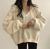 Getadme Style Loose Women Hoodies Outerwear Bat Sleeve Hooded Pullovers Tops  New Autumn All-Matched Chic Female Sweatshirt