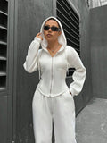 GETADME Spring Autumn New Two Piece Set 2025 Women's Trendy Hooded Cardigan Slim Casual Two Piece Set Woman Outfits Conjuntos Feminino