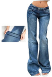 GETADME Women Vintage y2k Flared Jeans Retro Button-up Low Rise Casual Denim Pants Harajuku 2000s Aesthetic Trousers Basic Jeans