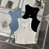 GETADME 2025 Summer AL Luxury Brand Logo Women's Yoga Vest High Quality Silicone Print Daily Travel Exercise Fashion Comfort Breathable