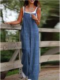 GETADME Women's Sleeveless Jumpsuit with Suspender Loose Casual Pocket Monochromatic Summer