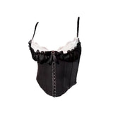 GETADME Elegant Ruffle Lace Flower Camisole Bowknot Buckle Slim Crop Tops Tank Sweet Lace Corset Travel