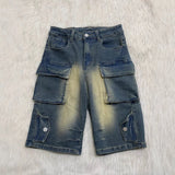 GETADME Denim Pant Women Short Jeans Shorts Pants Slim Mom Jeans High Waist Straight Trousers Y2k Streetwear Splice Pockets Casual Punk