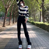 GETADME Gothic Embroidery High Waited Jeans Woman Street Harajuku Hip Hop Vintage Y2k Baggy Jeans Women Casual Black Jeans Pants Women