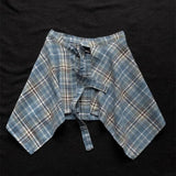 GETADME Unisex Layered A Line Wrap Skirt Hiphop Street Dance Checkered Hip Scarf Tie Up Asymmetrical Overskirt Shirt Extender