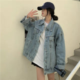 GETADME High Street Fashion Oversized Denim Jacket Women Korean Loose Long Sleeve Button Down Jean Jackets Female 2025 New