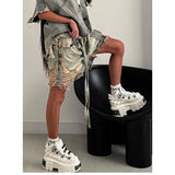 GETADME Women's Vintage Ripped Harajuku Loose Fit Jeans Y2K Damage Emo Trashy Calf-Length Pants Kpop Baggy Washed Denim Trouser