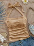 GETADME 2025 Summer New Women's Fashion Crop Halter Inside The Halter Wearing Sleeveless Short Slimming Vest Top