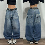 GETADME American New Fashion Geometric Pattern Embroidered Baggy Jeans Women Y2K Harajuku Vintage Hip-hop Popular Casual Wide-leg Pants