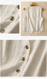GETADME Women's Summer Black Beige Linen Vest V-neck Button Sleeveless Cardigan Tops Elegant Short Jacket Waistcoat