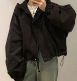 GETADME New 2025 Hooded Jacket Short Style Casual Windbreaker Versatile Loose Outerwear for Small Figures Spring Season Fashion