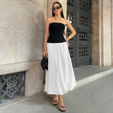 GETADME 섹시 A라인 드레스 여성 여름 신상품 블랙 슬림핏 오프숄더 가슴 드레스 래핑 패션 패치워크 슬리브리스 맥시 드레스