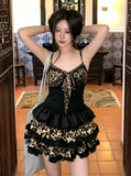 GETADME Retro Y2k Harajuku Streetwear Leopard 2 Piece Outfits Women Subculture Slim Fit Crop Top Mini Skirt Daily Casual Fashion Sets