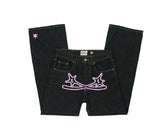 GETADME Y2k Men Retro Harajuku Clothing 2026 New Baggy Casual Wide Leg Jeans Hip Hop Print Jeans Trend Fashion Black High waist Jean