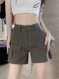 Vintage Y2K Cargo Denim Shorts Women Baggy Short Jeans Casual Korean Fashion Wide Pockets Female Streetwear Summer Pants