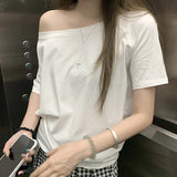 GETADME T-shirts Women Solid Simple Summer Casual Cleanfit Short Sleeve All-match Young Girls Streetwear Y2k Top Aesthetic Clothes Ins