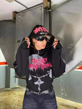 GETADME Gothic Retro Letter Print Picture Hip Hop Hoodie for Men's Clothing Y2k Harajuku Vintage Long Sleeves Loose Hoodies Sweatshirts