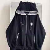 GETADME Y2k Kawaii Japanese Cartoon Long Sleeve Zipper Hooded Sweatshirts Subculture Loose Casual Hoodies Women Tops 2000s Vintage Chic