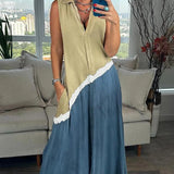 GETADME New Casual V Neck Tie Dye Printing Ladies Sleeveless A Line Comfortable Maxi Dresses Summer Beach Party Vestidos 2025