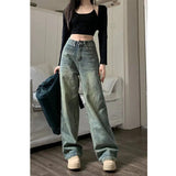 Getadme  Vintage 90S Baggy Straight Denim Trousers Female Y2K High Waist Loose Wide Leg Jeans Women Streetwear All-Match Casual Pants New