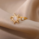 Bague anti-stress Getadme pour femme, pendentif soleil en acier inoxydable, anneau anti-stress rotatif, bijou tendance, cadeau d'anniversaire