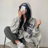 GETADME 2025 Fall Loose Women Sweatshirt Hoodie Clothes Y2k Hoodie New Hoodies Women High Street Harajuku Retro Hip Hop Zip Up Hoodie