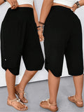GETADME Plus Size 1XL-5XL Women's Fashionable Casual Solid Color Button Commuting Versatile Straight Leg Pants